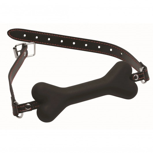 Черный кляп в форме косточки Hound Adjustable Dog Bone Gag - XR Brands - купить с доставкой в Набережных Челнах