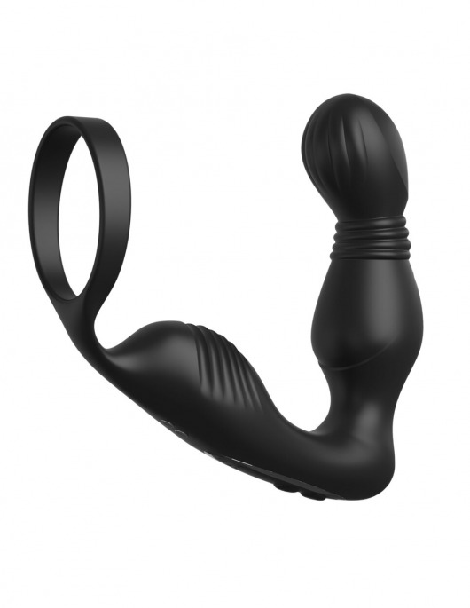 Черный вибростимулятор простаты с эрекционным кольцом Ass-Gasm Pro P-Spot Milker - Pipedream - в Набережных Челнах купить с доставкой