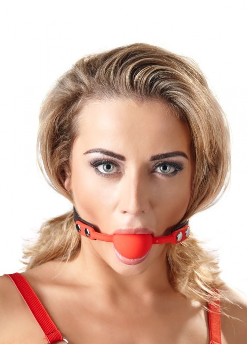 Силиконовый кляп-шар на чёрных ремешках Red Gag silicone - Orion - купить с доставкой в Набережных Челнах