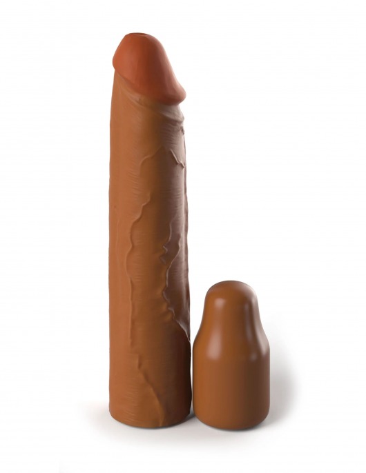 Коричневая насадка на член 2  Silicone X-tension - 20,3 см. - Pipedream - в Набережных Челнах купить с доставкой