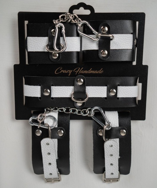 Набор фиксаторов из черной и белой натуральной кожи - Crazy Handmade - купить с доставкой в Набережных Челнах
