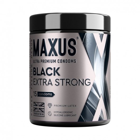 Черные утолщенные презервативы MAXUS Extra Strong с железным кейсом - 15 шт. - Maxus - купить с доставкой в Набережных Челнах