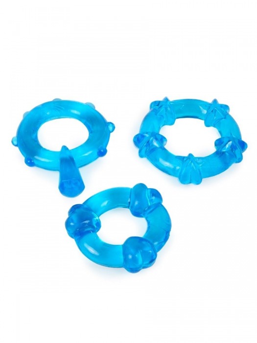 Набор из 3 синих эрекционных колец с различным рельефом - Erowoman-Eroman - в Набережных Челнах купить с доставкой