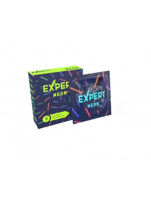 Светящиеся в темноте презервативы Expert Neon - 3 шт. - Expert - купить с доставкой в Набережных Челнах