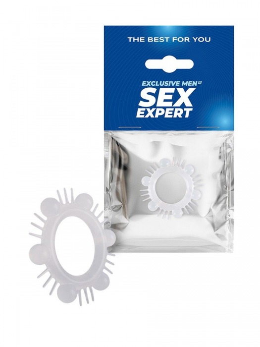 Эластичное эрекционное кольцо с шипиками и шариками - Sex Expert - в Набережных Челнах купить с доставкой
