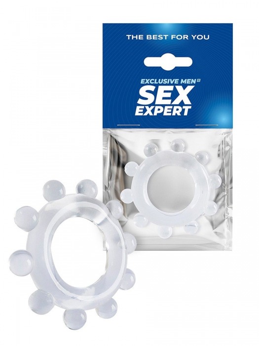 Прозрачное эрекционное кольцо со стимулирующими шариками - Sex Expert - в Набережных Челнах купить с доставкой