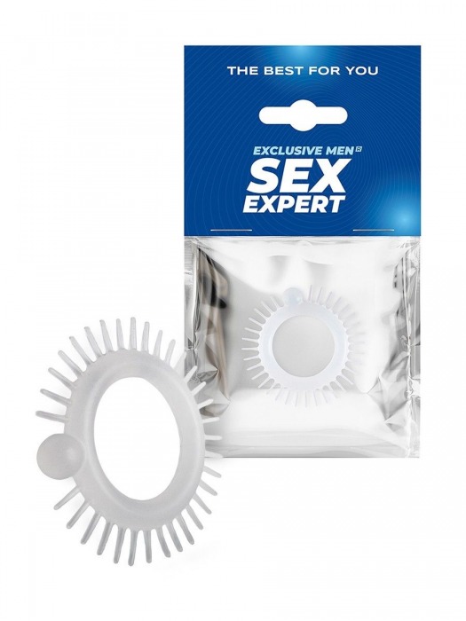 Эластичное эрекционное кольцо с шипиками и шариком - Sex Expert - в Набережных Челнах купить с доставкой