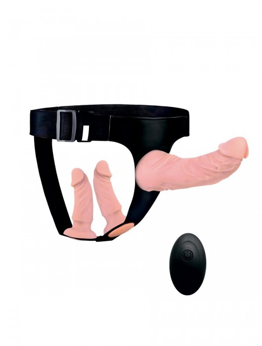Женский страпон с 3 насадками и вибрацией - Erowoman-Eroman - купить с доставкой в Набережных Челнах