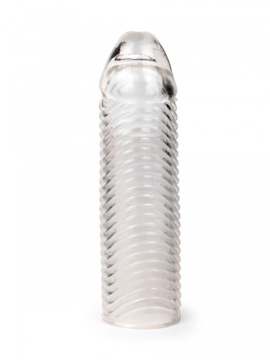 Прозрачная закрытая насадка на пенис с ребрышками - 16 см. - Sex Expert - в Набережных Челнах купить с доставкой