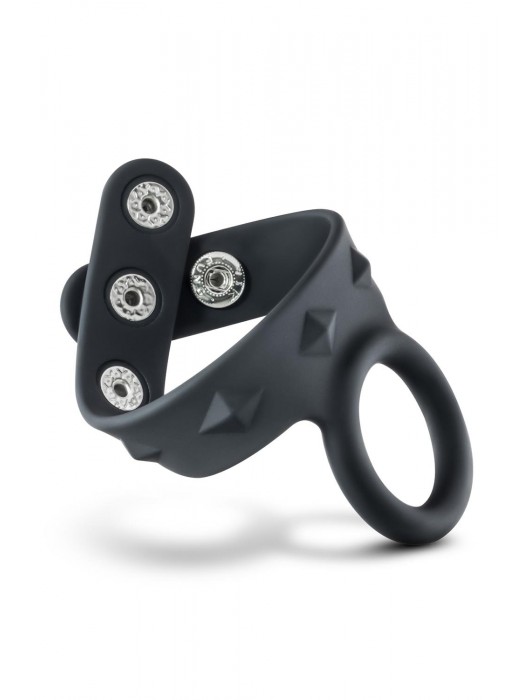 Черное эрекционное кольцо с подхватом мошонки на кнопках VS6 - Blush Novelties - в Набережных Челнах купить с доставкой