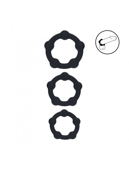 Набор из 3 эрекционных колец Beaded Silicone Cockring Set - Shots Media BV - в Набережных Челнах купить с доставкой