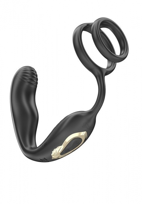 Черная анальная пробка с вращением и эрекционными кольцами - Ibiza - в Набережных Челнах купить с доставкой