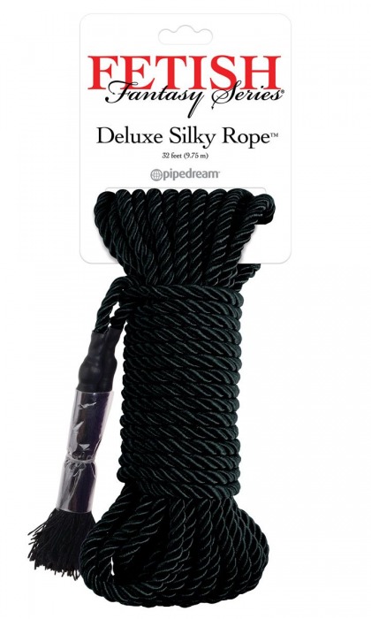 Черная веревка для фиксации Deluxe Silky Rope - 9,75 м. - Pipedream - купить с доставкой в Набережных Челнах