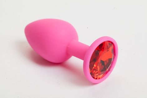 Розовая анальная пробка с красным кристаллом - 9,5 см. - 4sexdreaM - купить с доставкой в Набережных Челнах