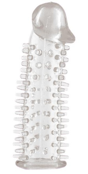 Прозрачная насадка на половой член с закрытой головкой и шипами - 12,5 см. - Toyfa Basic - в Набережных Челнах купить с доставкой