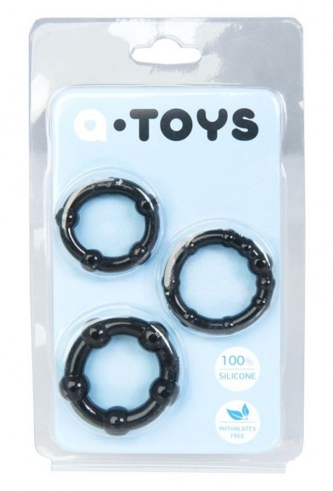 Набор из 3 чёрных эрекционных колец A-toys - A-toys - в Набережных Челнах купить с доставкой