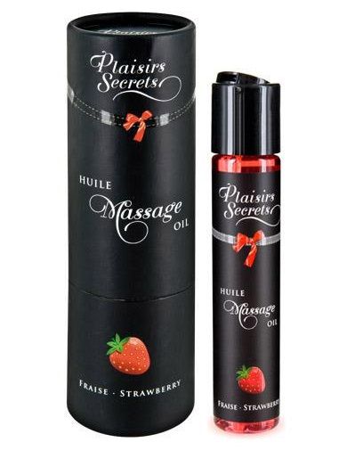 Массажное масло с ароматом клубники Huile de Massage Gourmande Fraise des Bois - 59 мл. - Plaisir Secret - купить с доставкой в Набережных Челнах