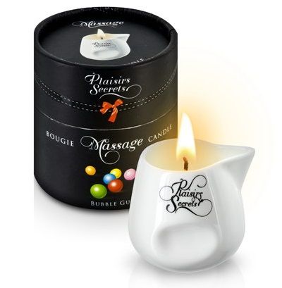 Массажная свеча с ароматом бубль-гума Bougie de Massage Gourmande Bubble Gum - 80 мл. - Plaisir Secret - купить с доставкой в Набережных Челнах