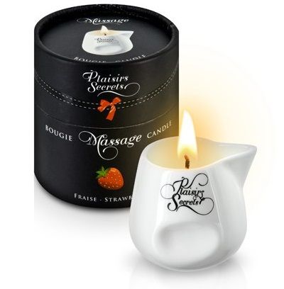 Массажная свеча с ароматом клубники Bougie de Massage Gourmande Fraise - 80 мл. - Plaisir Secret - купить с доставкой в Набережных Челнах