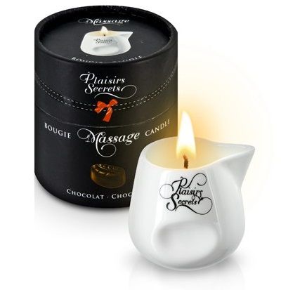Массажная свеча с ароматом шоколада Bougie de Massage Gourmande Chocolat - 80 мл. - Plaisir Secret - купить с доставкой в Набережных Челнах