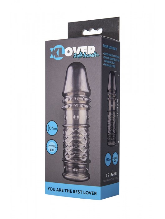 Дымчатая закрытая насадка ToyFa XLover с чешуйками и пупырышками - 13,5 см. - ToyFa - в Набережных Челнах купить с доставкой