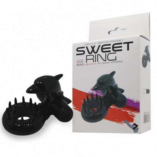 Чёрное эрекционное виброкольцо Sweet Ring с дельфинчиком - Baile - в Набережных Челнах купить с доставкой