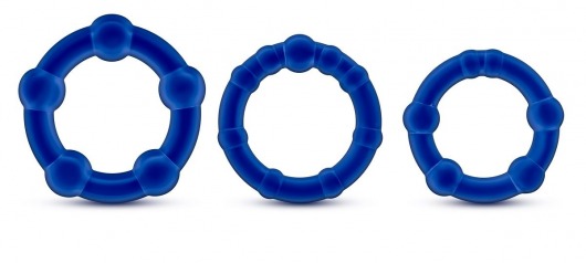 Набор из 3 синих эрекционных колец Stay Hard Beaded Cockrings - Blush Novelties - в Набережных Челнах купить с доставкой