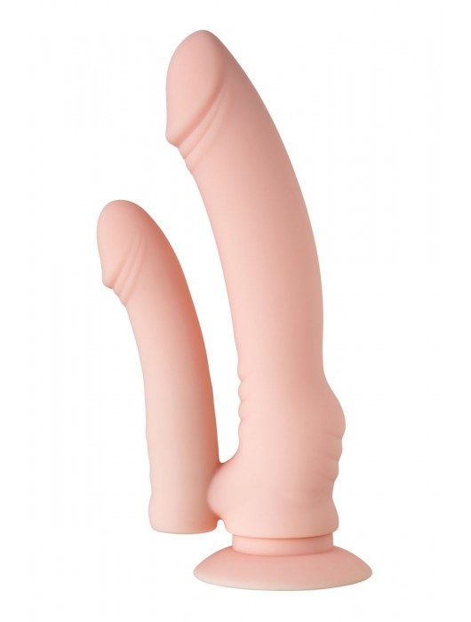 Двойной фаллоимитатор с присоской и съемной вибропулей - 19 см. - A-toys