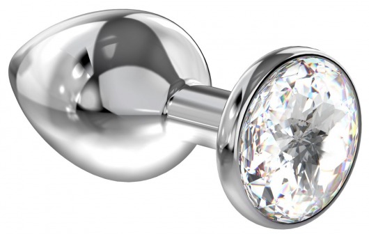 Большая серебристая анальная пробка Diamond Clear Sparkle Large с прозрачным кристаллом - 8 см. - Lola Games - купить с доставкой в Набережных Челнах