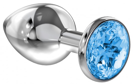 Большая серебристая анальная пробка Diamond Light blue Sparkle Large с голубым кристаллом - 8 см. - Lola Games - купить с доставкой в Набережных Челнах
