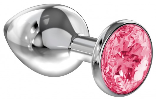 Большая серебристая анальная пробка Diamond Pink Sparkle Large с розовым кристаллом - 8 см. - Lola Games - купить с доставкой в Набережных Челнах