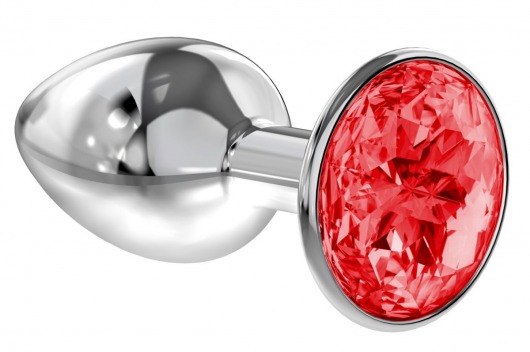 Малая серебристая анальная пробка Diamond Red Sparkle Small с красным кристаллом - 7 см. - Lola Games - купить с доставкой в Набережных Челнах