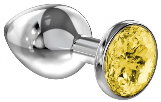 Большая серебристая анальная пробка Diamond Yellow Sparkle Large с жёлтым кристаллом - 8 см. - Lola Games - купить с доставкой в Набережных Челнах