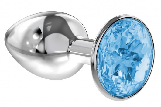 Малая серебристая анальная пробка Diamond Light blue Sparkle Small с голубым кристаллом - 7 см. - Lola Games - купить с доставкой в Набережных Челнах