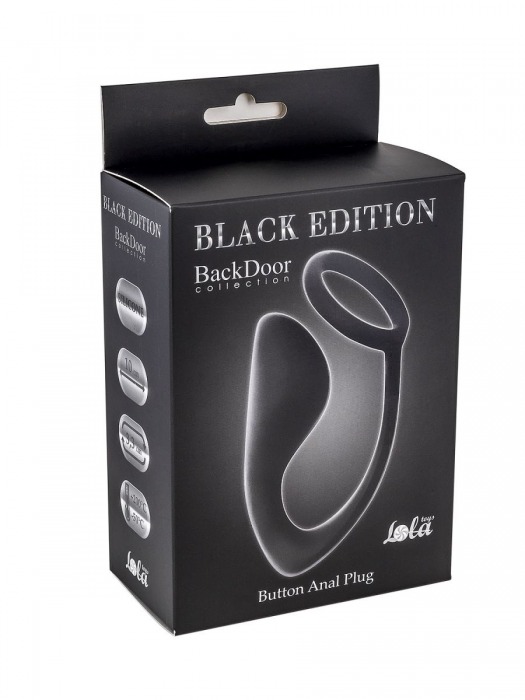 Чёрное эрекционное кольцо с анальной пробкой Button Anal Plug - Lola Games - в Набережных Челнах купить с доставкой