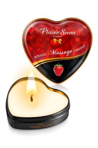 Массажная свеча с ароматом клубники Bougie Massage Candle - 35 мл. - Plaisir Secret - купить с доставкой в Набережных Челнах