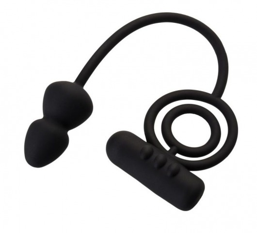 Чёрное эрекционное кольцо с вибропулькой и анальным хвостом - Erotist Adult Toys - в Набережных Челнах купить с доставкой