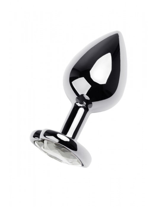 Серебристая анальная пробка с прозрачным кристаллом-сердцем - 8 см. - ToyFa - купить с доставкой в Набережных Челнах