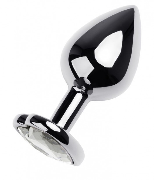 Серебристая анальная пробка с прозрачным кристаллом-сердцем - 8 см. - ToyFa - купить с доставкой в Набережных Челнах