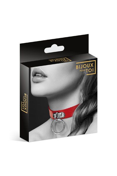 Красный узенький чокер с кольцом - Bijoux Pour Toi - купить с доставкой в Набережных Челнах