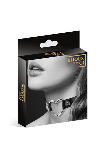 Чёрный чокер с кольцом в форме сердца - Bijoux Pour Toi - купить с доставкой в Набережных Челнах