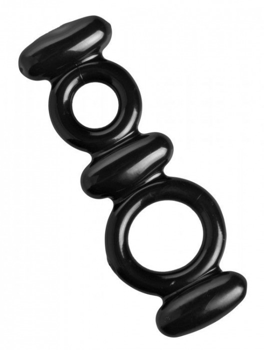 Двойное эрекционное кольцо Dual Stretch To Fit Cock and Ball Ring - XR Brands - в Набережных Челнах купить с доставкой