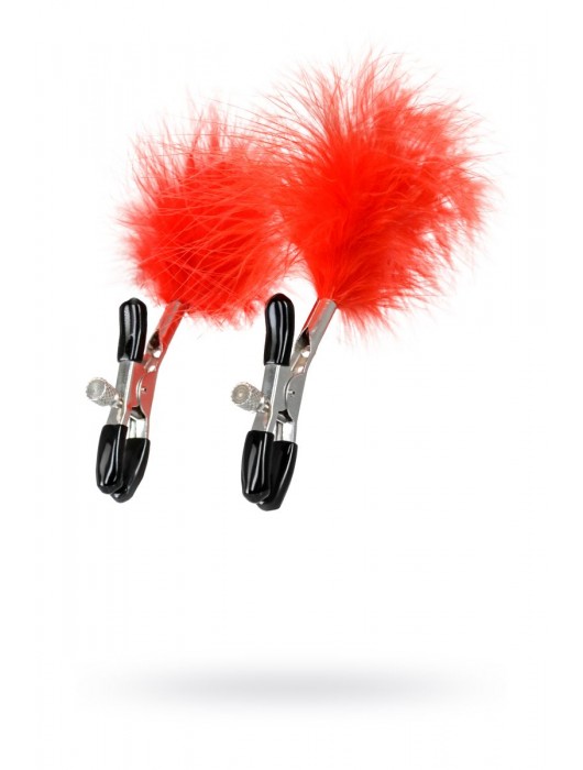 Зажимы для сосков с красным пухом Theatre - ToyFa - купить с доставкой в Набережных Челнах