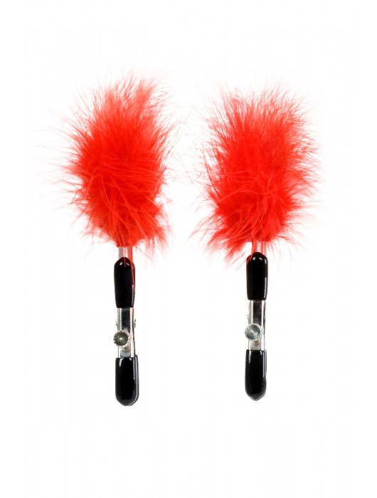 Зажимы для сосков с красным пухом Theatre - ToyFa - купить с доставкой в Набережных Челнах