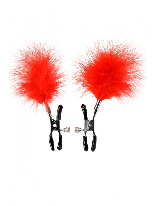 Зажимы для сосков с красным пухом Theatre - ToyFa - купить с доставкой в Набережных Челнах