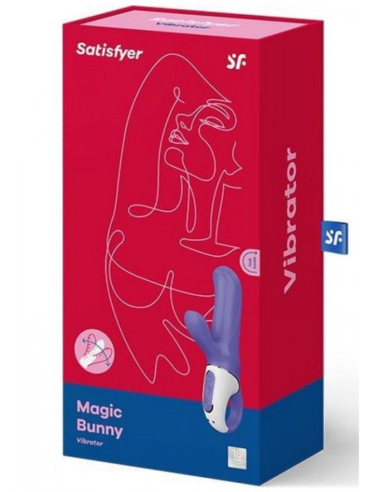 Фиолетовый вибратор Satisfyer Magic Bunny с клиторальным отростком - 17,6 см. - Satisfyer