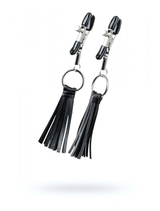 Черно-серебристые зажимы для сосков Theatre с кисточками - ToyFa - купить с доставкой в Набережных Челнах