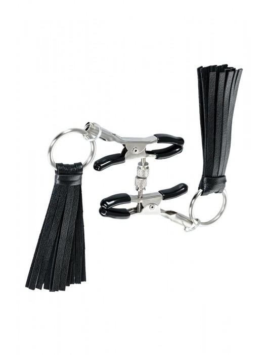 Черно-серебристые зажимы для сосков Theatre с кисточками - ToyFa - купить с доставкой в Набережных Челнах